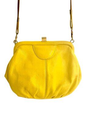 Vintage Yellow Leather Crossbody Clutch